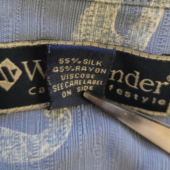 Mens Weekenders Blue Floral Silk Blend Button Down Short Sleeve Shirt US Size XL - Picture 4 of 11